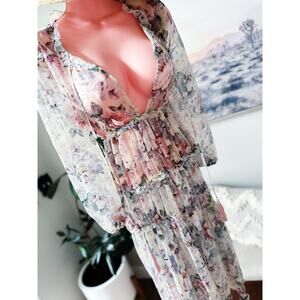 Floating in a Daydream meadow flowers blooming floaty maxi overlay dress